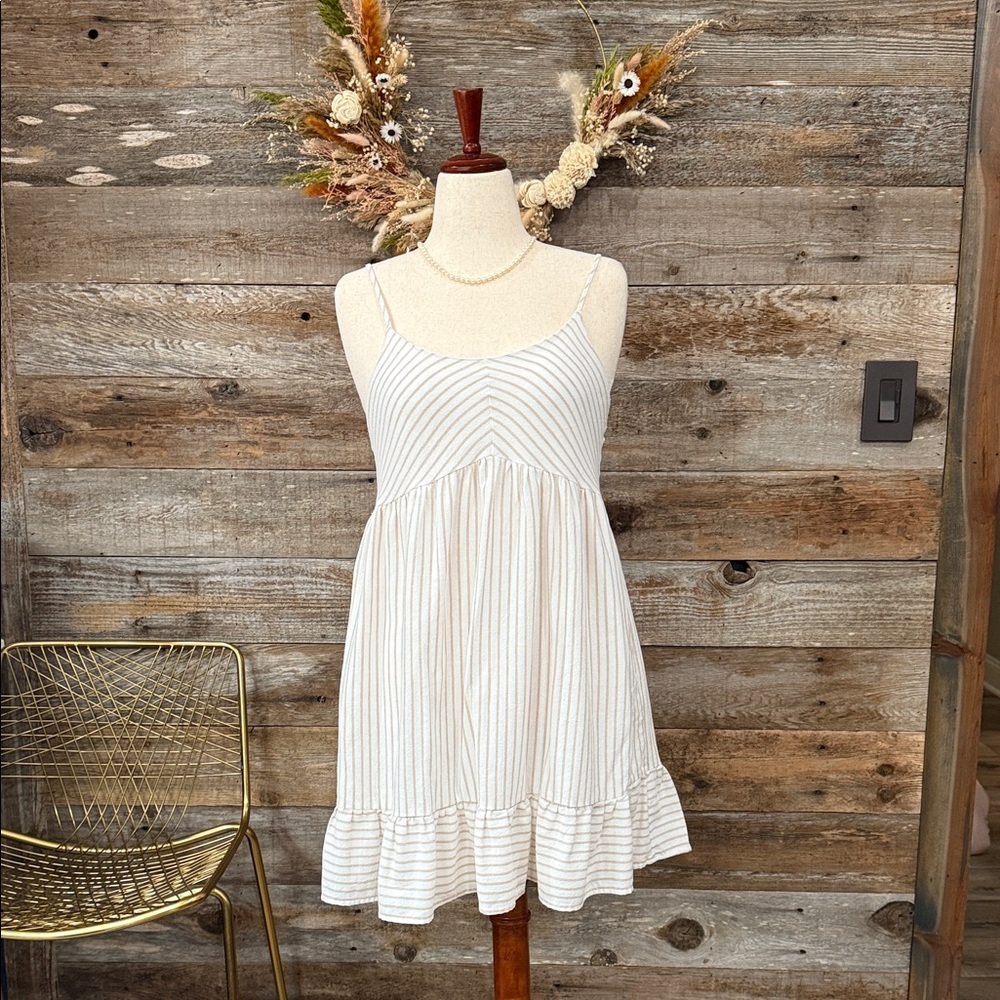 Altar'd State Cream Striped Mini Dress